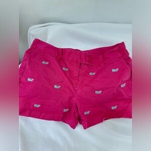 Vineyard Vines Pink Shorts with try Blue Embroidered Whales